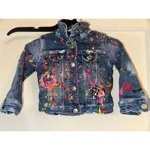 Graffiti Paint Splatter World Denim Jacket custom Design Girls 18 months